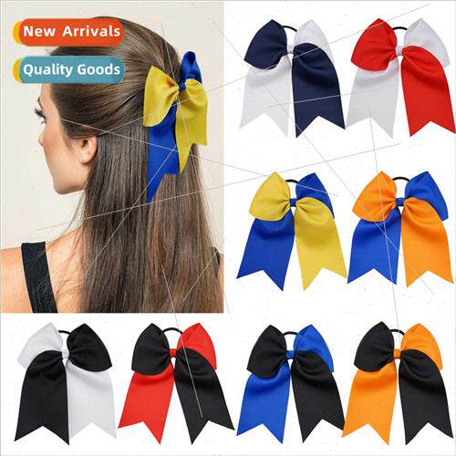 Europe double patchwork color swallowtail large bow leather