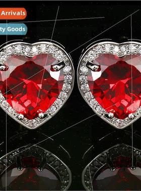 Eros Heart Crystal Zirconia Cufflinks Fire men French shirt