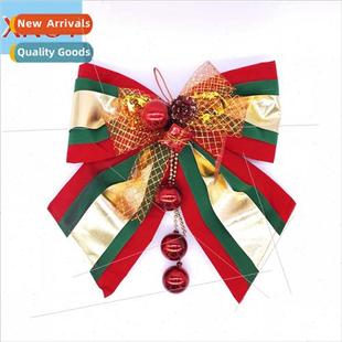 gold bows red green shopping Christmas hotel decorative