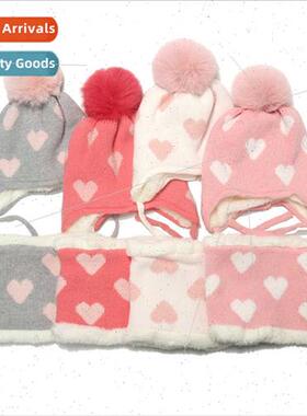 Love children knted hat scarf twoPCS padded warm twoPCS chil