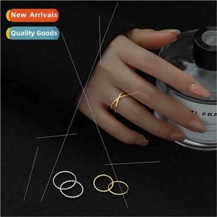 ins simple fashion wind cold ring double twist silver 925