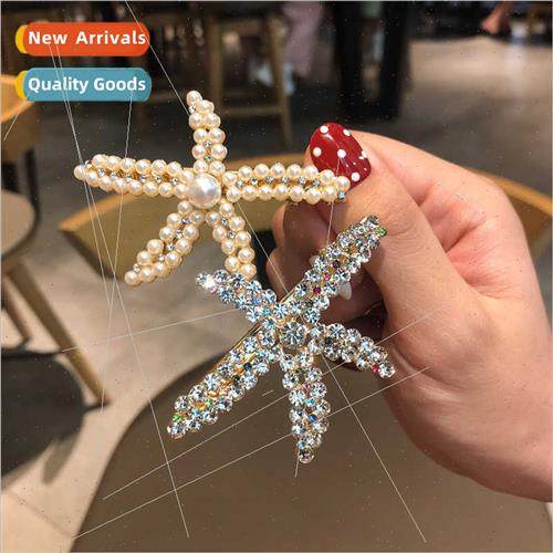Starfish pearl hair clips ins female hair accessories bangs