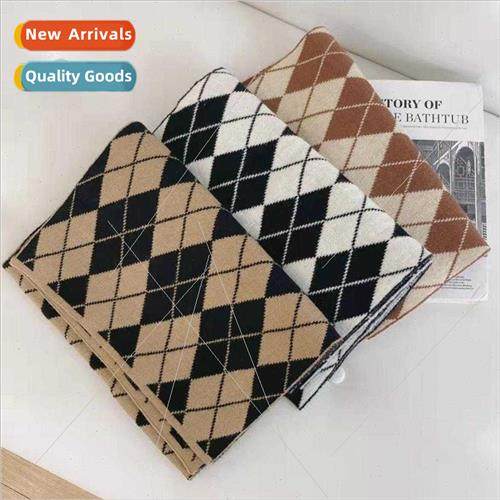 new scarf female winter Korean retro large rhombus double-si