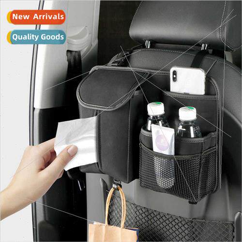 Car Seat Storage Bag Organizer Flip Leather Tissue Draw Car