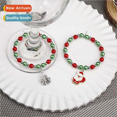 Europe ins Christmas red wine glass ring wine stopper tall g