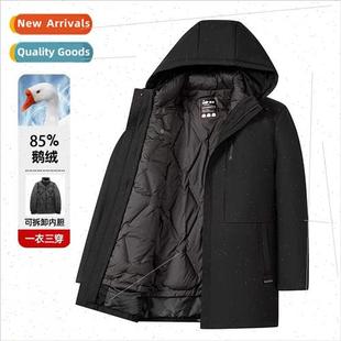 warm down winter new men long jacket big Dads hooded wear