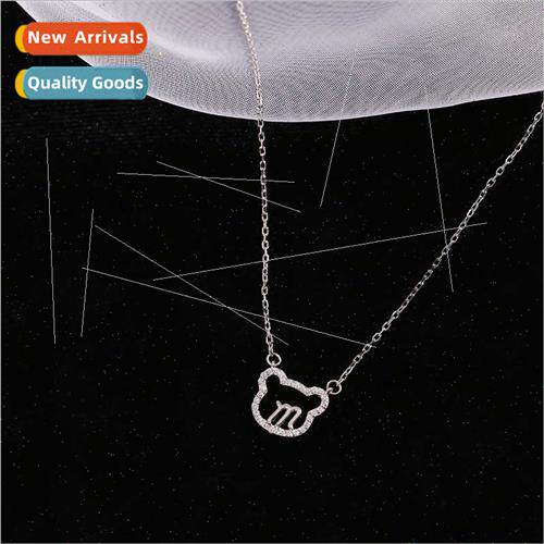 S925 silver Korea letter M bear necklace female Jue Bear Mei
