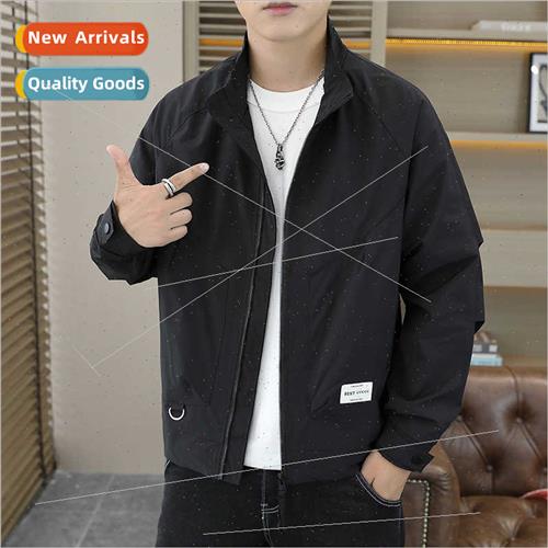 2023 Men Spring Autumn new loose collar fashion wild solid c