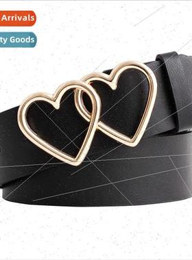New Korean peach heart double buckle belt women Hundreds dec