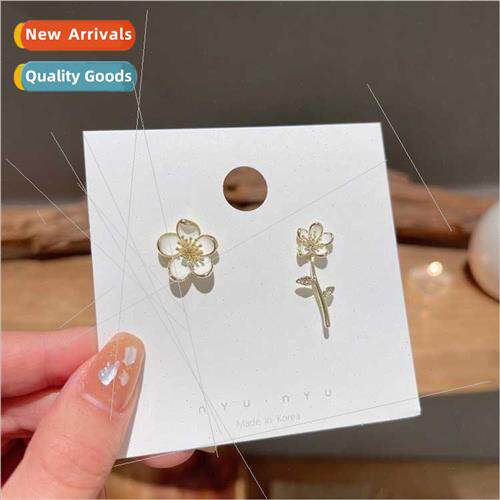 Summer new whe oil drop flower earrings S925 silver needle a
