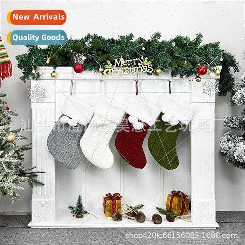 2023 New Christmas Hanging Knted Christmas Stocking  Bag Chr