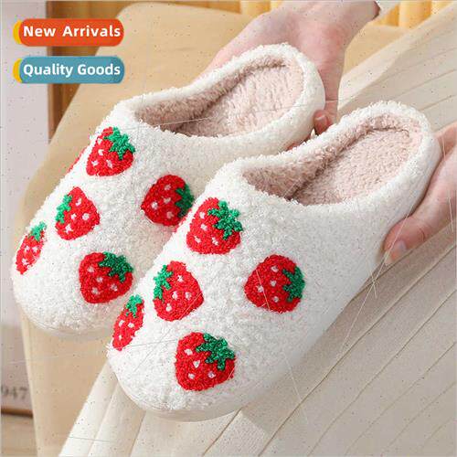 Winter home strawberry cotton slippers female warm plush sli