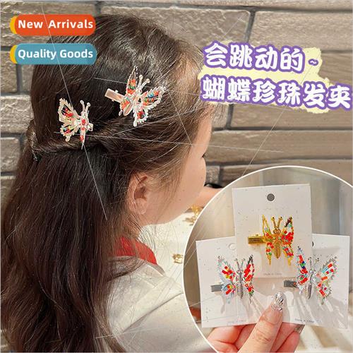 Butterfly hair card will move hair clips pearl clips ltle gi
