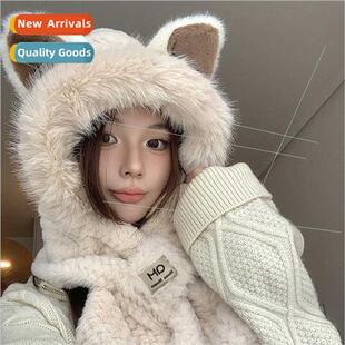 Cute cat ears jira plush ear protection hat female fall wint