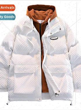 Japanese false twoPCS 2023 winter new cotton jacket men tide