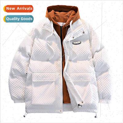 Japanese false twoPCS 2023 winter new cotton jacket men tide