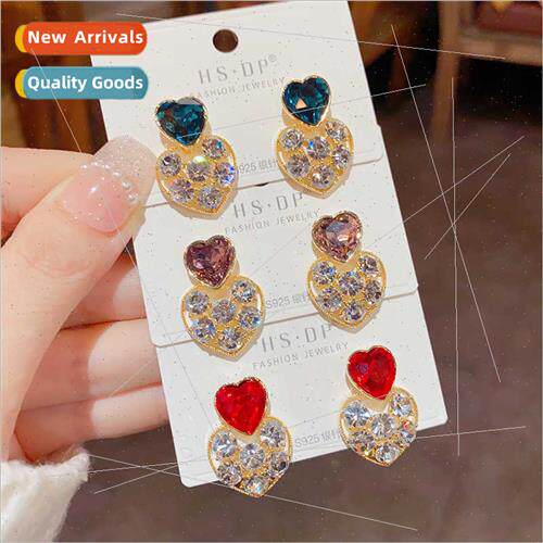 Delicate super flash celebry full zirconium love earrings s9