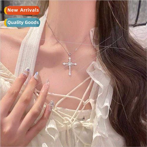ins cold wind starmine diamond cross necklace female niche h
