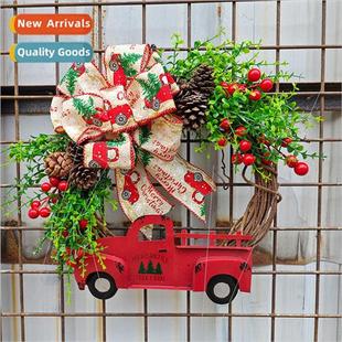 Red Bow Truck Dimensional Wreath Christmas