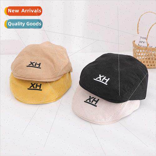 Autumn winter simple letters children hats new corduroy duck