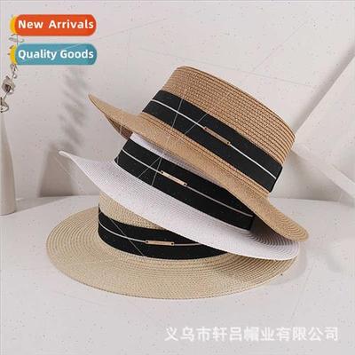 metal label webbing removable straw hat summer large brim su