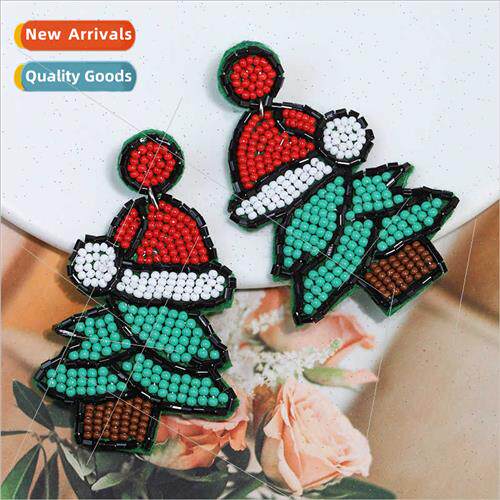 Europe new Christmas earrings female DIY handmade knted rice