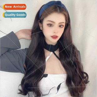 Hair band wig female long curly hair half head cover new vel