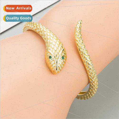 Europe fashion snake gold scales engraved bracelet copper mi