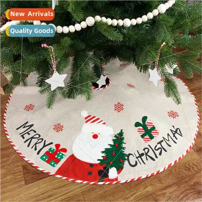 New burlap embroidered Christmas e skirt elderly snowman dre