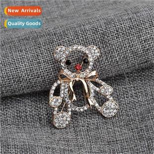 cute bear lapel fashion brooch cartoon diamond creative