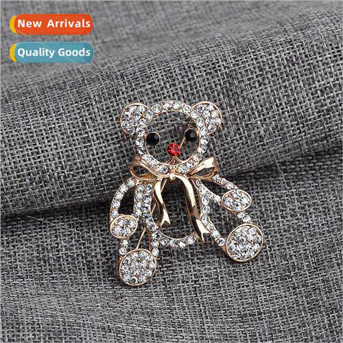 creative fashion cartoon cute bear wh diamond brooch lapel p