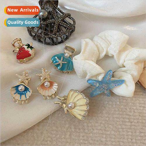 Koreains oil drop shell starfish pearl hair clips fresh swee