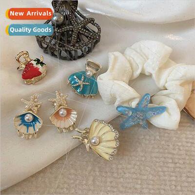 Koreains oil drop shell starfish pearl hair clips fresh swee