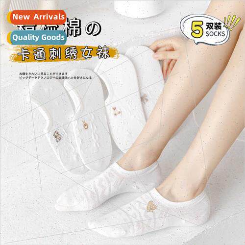 Summer cartoon embroidery Ms. socks female boat socks invisi