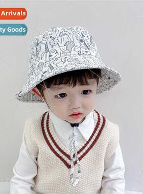 Baby hat spring cute super cute cotton printed flower pot ha