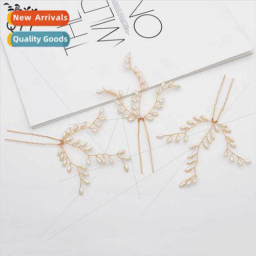 Handmade Pearl Metal Hairpin mple Branches Leaves Pins Vinta