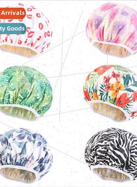 Double-layer new satin lined waterproshower cap dustproanti-