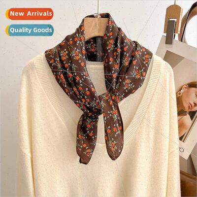 2023 terary floral fashion temperament small square scarf co
