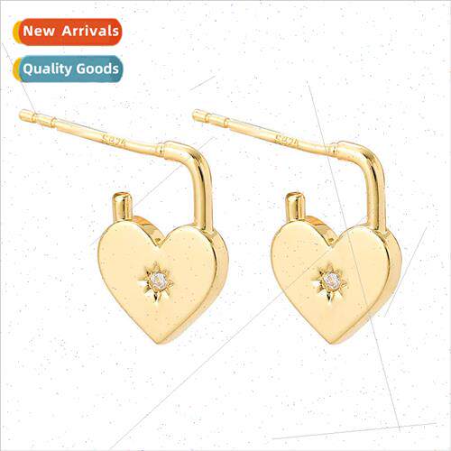 s925 silver needle peach heart earrings love Korea female fa