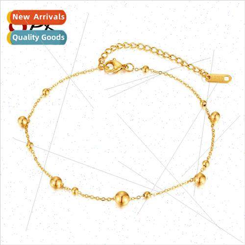 Summer new tanium steel round beads foot jewelry Korea simpl