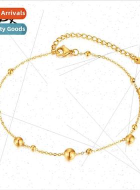 Summer new tanium steel round beads foot jewelry Korea simpl