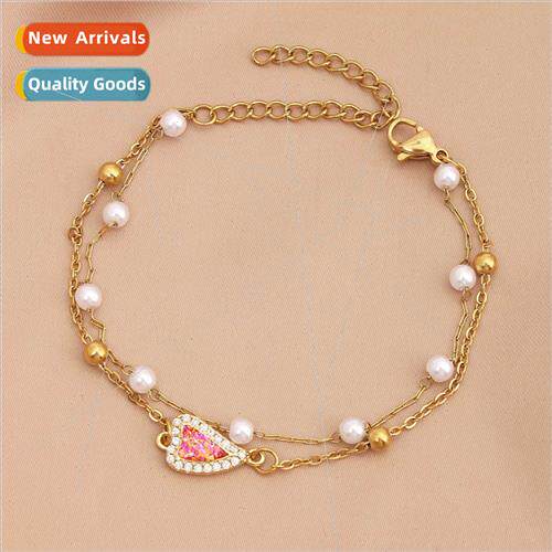 Europe new diamond-set love heart gold beads imation pearl d