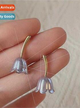 French gentle purple Protea earrings niche girls simple hund