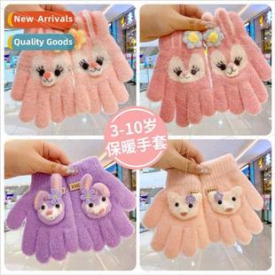 winter girls fingers gloves five fall knted Children cute