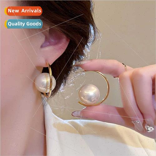 Rhine French large pearl earrings female niche  earrings hun