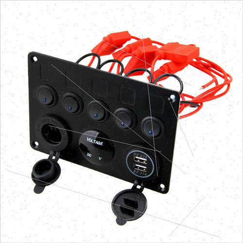 Automotive 5Gang Multifunction Swch Panel Dual USB Charger 1
