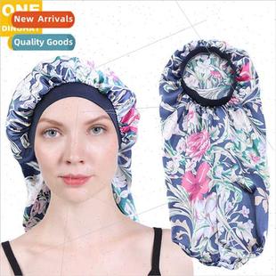 Satin Hair Sleeping Hat Long Printed Braids