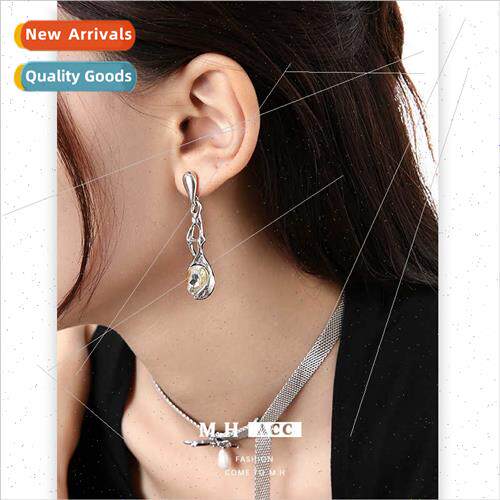 Lava long earrings female simple irregular hundred wh 925 si