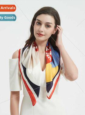 2023 Spring Summer lk Scarf Faux lk Women Square Scarf Tie B