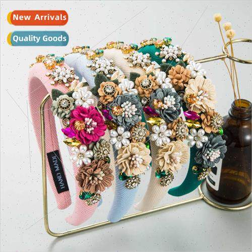 Hair accessories Europe fashion baroque pearl fabric flower